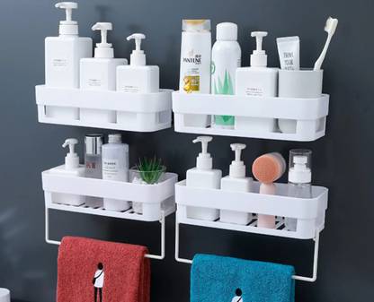 Satpurush Multipurpose Plastic Bathroom Kitchen Office Organizer Rack Bathroom Holder Plastic Wall Shelf