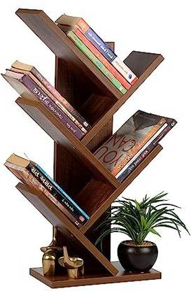 AARADHAY Modern Tree Shape Bookcase, Book Holder,Table Top Free Standing Organizer Wooden Wall Shelf