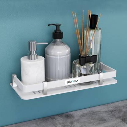 Plantex Deluxe Acrylic Bathroom Shelf/Bathroom Accessories (12x5 Inches-White) Acrylic Wall Shelf