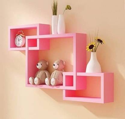 icrush new design wall mounted Intersecting Floating Shelves Set of 3 (Pink) MDF (Medium Density Fiber) Wall Shelf