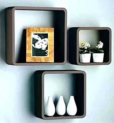 wall1ders Round Edge Square Cube Wall Decoration For Home Decor MDF (Medium Density Fiber) Wall Shelf