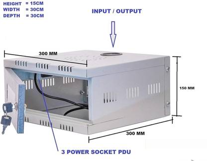 A to Z CCTV Cabinet Box/DVR Rack Wall Mount with Lock/Server Rack with Power Socket Iron Wall Shelf