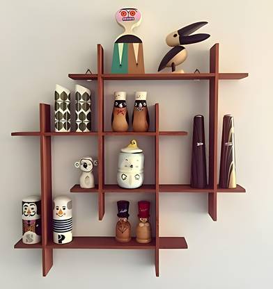 Decorhand Wall Mount Wooden Wall Shelf (Number of Shelves - 4, Br
