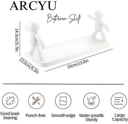 SJK Self Adhesive Multi-Purpose Wall Hanging Humanoid floating Shelf 1.2063 Plastic Wall Shelf