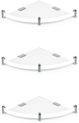 Xellephian 12x12 Inch Wall Mount Multipurpose Modern Corner Shelf for Bathroom, Kitchen Acrylic Wall Shelf