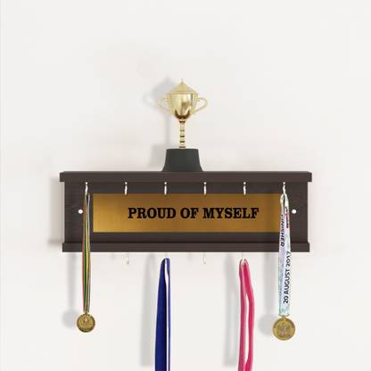 ANIKAA Proud Medal and Trophy Holder Wall Display Racks Particle Board Wall Shelf