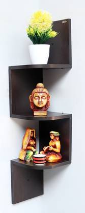Silistar Zigzag Corner Shelf Unit MDF (Medium Density Fiber) Wall Shelf
