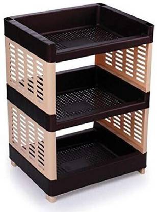 AAKAR - Viva 3 Layer Compartments Plastic Rack for Office, Kitchen and General Use Plastic Wall Shelf