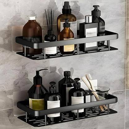 Flipkart SmartBuy Self-Adhesive Multipurpose Wall Mounted Bathroom Organiser Rack Plastic Wall Shelf