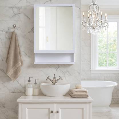 PARASNATH Strong and Heavy New Look Bathroom Cabinet with Cabinet with Mirror Plastic Wall Shelf