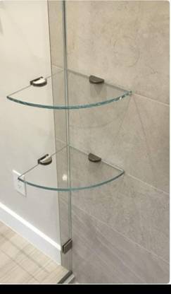 sai glass and plywood Glass Wall Shelf
