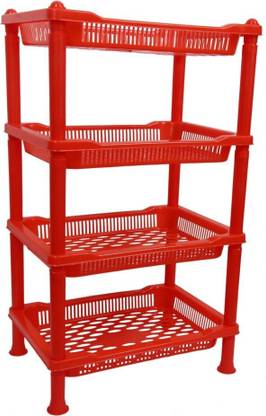 ARISERS multiple layer storage 4 rack shelf Red Plastic Wall Shelf