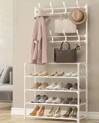 lukzer 5 Bottom Shelves Storage Organizer Rack Hanger Stand (170 x 80 x 26 cm/White) Steel Wall Shelf