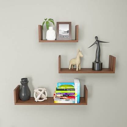 HOMEEASY Wooden Wall Mounted Racks, Organizer, Shelf for Kitchen Storage Boxes Particle Board Wall Shelf