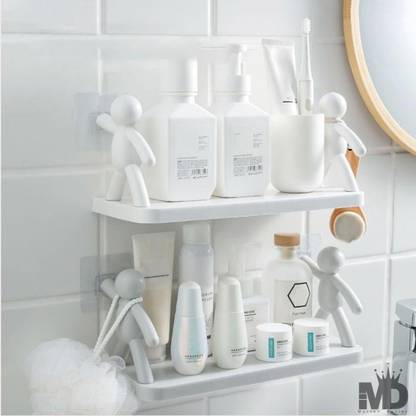 ENETLY Multipurpose Wall Mount Self Adhesive Floating Shelf and Rack Plastic Wall Shelf