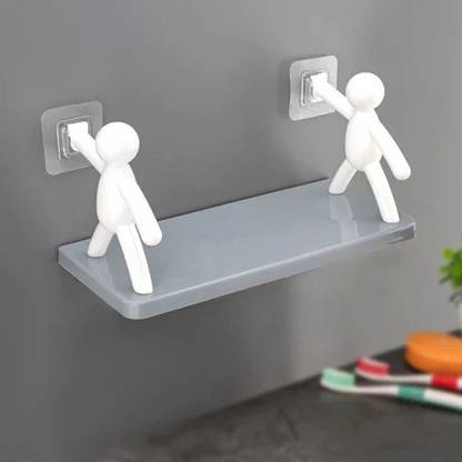SJK Self Adhesive Multi-Purpose Wall Hanging Humanoid floating Shelf 2*0.716 Plastic Wall Shelf