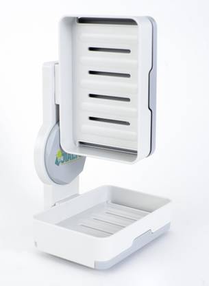 BONIRY Wall Mounted Double Layer soap Dish for Kitchen Bathroom-with Plastic Wall Shelf