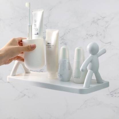 karan Multipurpose Wall Mount Self Adhesive Floating Shelf KRS3.556 Plastic Wall Shelf