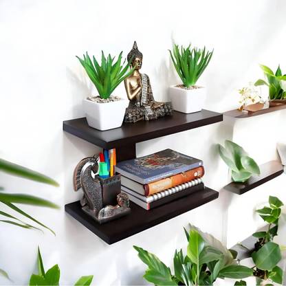 ALTRR Modern Wall Mounted Bookshelf for Study, Home Office Wooden Wall Shelf