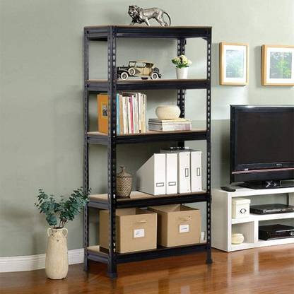 Plantex 5 Tier Storage Rack/Boltless Multipurpose Shelf - Natural (Tall) Wooden Wall Shelf
