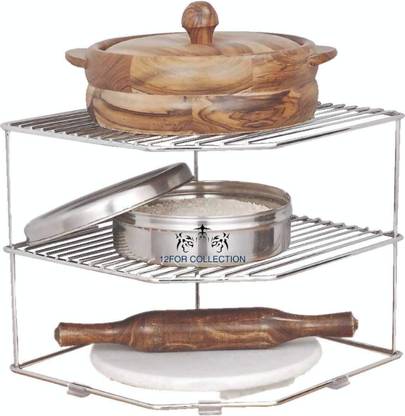 vinay jain stainless steel 3 salves corner rack Stainless Steel Wall Shelf