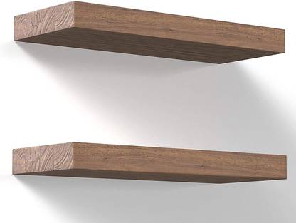 Anjastro furniture Solid Rosewood Wall Mounted Floating Shelf Set (Pack of 2, Natural Finish) Wooden Wall Shelf