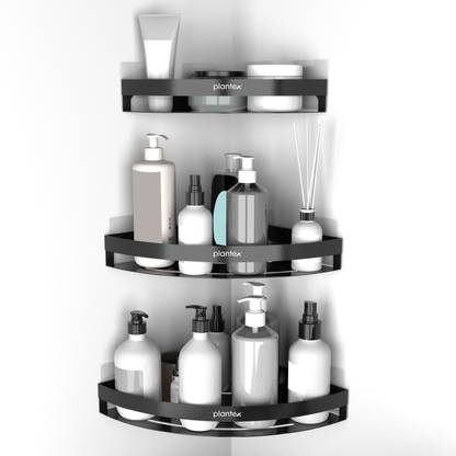 Plantex Corner Shelf for Bathroom/Shelf Adhesive Multipurpose Corner Shelf- (12x12 inch) Steel Wall Shelf