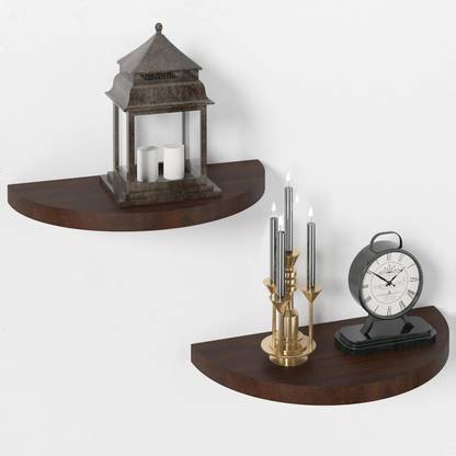 Craftsline Small Floating Shelves for Wall Set of 2, Solid Half Round Wooden Wall Shelf