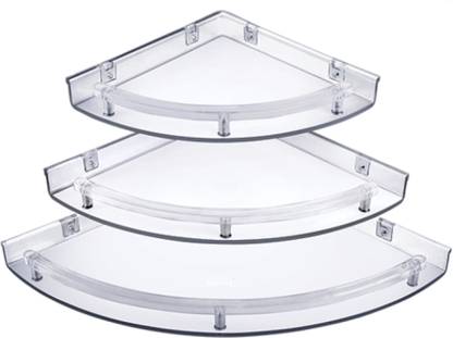 Snowbell Multi-use wall mount Kitchen, Bathroom Corner Shelf, storage Rack, Plastic Shelf Plastic Wall Shelf