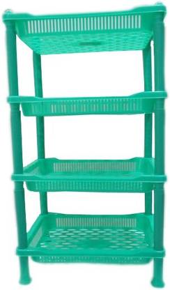 ARISERS Plastic green rack shelf, 4 layer green plastic rack shelf Plastic Wall Shelf