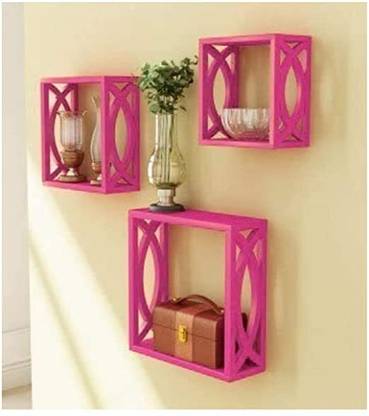 wall1ders Wooden Square Floating Cube Wall Shelf / Square Design Wall Mounted Shelves MDF (Medium Density Fiber) Wall Shelf