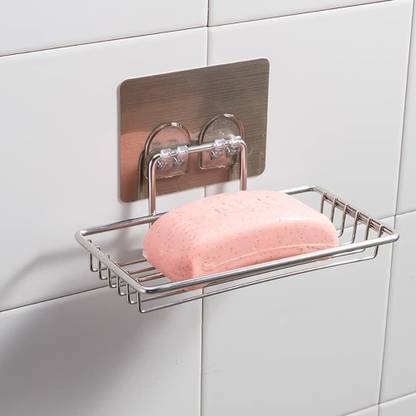 DXDT Single Layer Self Adhesive Soap Dish Organizer bathroom accessories Steel Wall Shelf