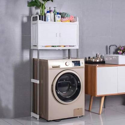 Feeling mall Over The Washing Machine Stand with 2 Door Cabinet Organizer Space Saving Plastic, Steel Wall Shelf