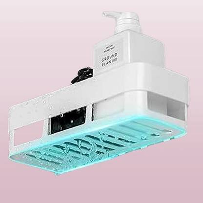 Shreejee Plastic Wall Mount Bathroom Accessories for Home Decor with Self Adhesive Sticker Storage Basket