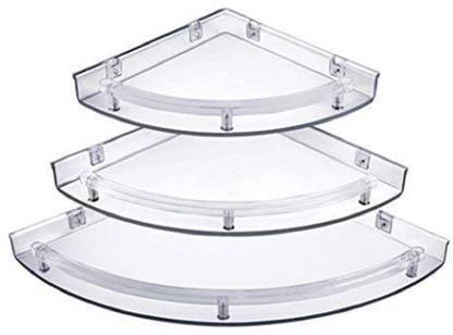 Unique Creation Plastic Corner Shelf Set / Shelves - 3, White) 5/7/9 Plastic Wall Shelf