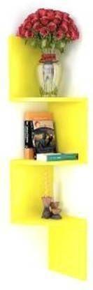 classiconline Wooden Wall Mount Corner Zig Zag 3 Tier shelf Wooden Wall Shelf