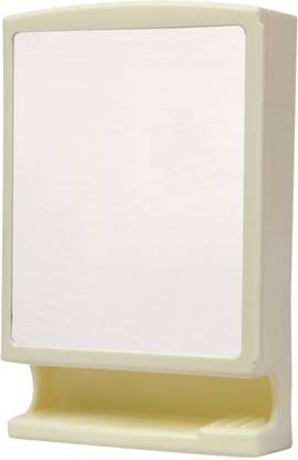 DDK Pvc Bathroom Mirror Cabinet Heavy Rich Look with Mirror Storage Organizer Plastic Wall Shelf