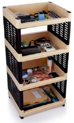 AAKAR - Viva 4 Compartments Plastic Rack for Office, Kitchen and General Use Plastic Wall Shelf