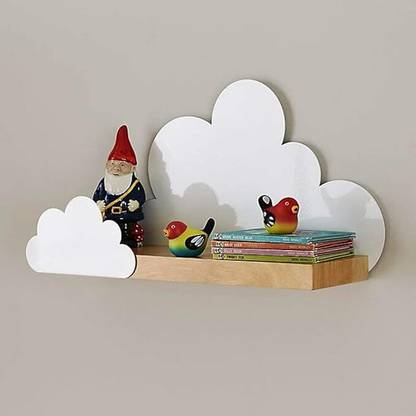 Infra Engineering Floating Cloud Wall Shelf with Wooden Base Wooden Wall Shelf