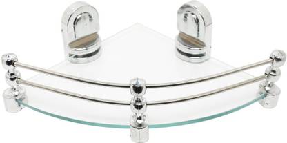 Diva Diva Toughened Glass Wall Corner Shelves-8x8" Glass Wall Shelf