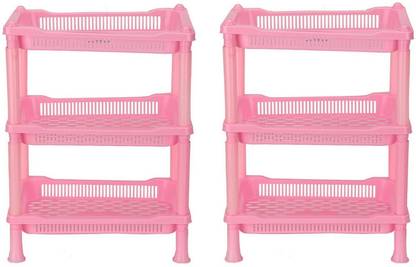 ARISERS Plastic Kitchen 3 Layer Storage Rack pack of 2 Plastic Wall Shelf