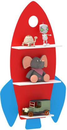 DecorGlance Rocket Shape Kids Wall Shelves wooden shelf for books Wooden Wall Shelf