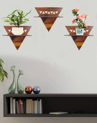 Khatu Crafts Wooden TRIANGLE Shape Wall Hanging Rack Shelf 4 Mm premium quality(WS14) Wooden Wall Shelf