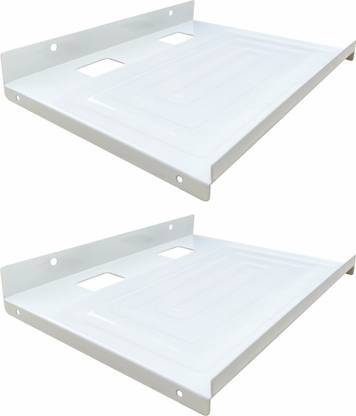 YAJNAS Wall-Mounted White Set Top Box Stand For TV, Setup Box Holder, Pack Of 2 Iron Wall Shelf