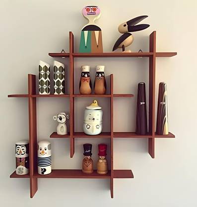 ZARA HANDICRAFTS Wooden Dual Squares Wall Shelf| Wall Mount| Wall Rack| Wall Bracket Wooden Wall Shelf