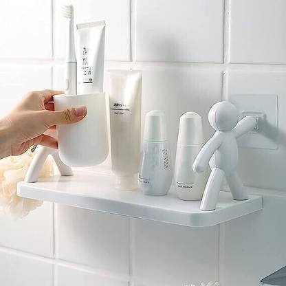 Manav PACK OF 2 Multipurpose Wall Mount Self Adhesive Floating Shelf A3.1853 Plastic Wall Shelf