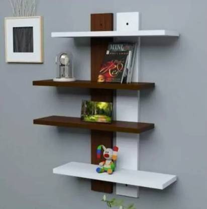 NationalArts NA1507 W BRN Wooden Wall Shelf