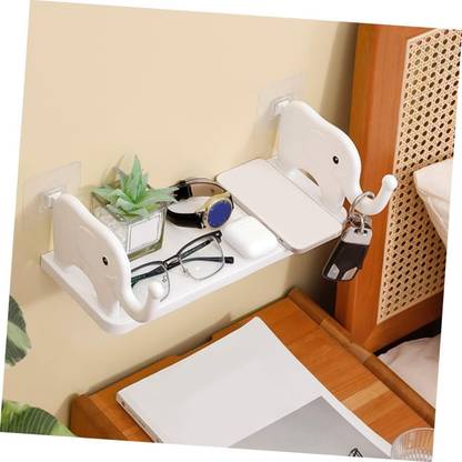 Moxstar Wall Mount Elephant Floating Shelf Rack with Self Adhesive Sticker Shelf Plastic Wall Shelf