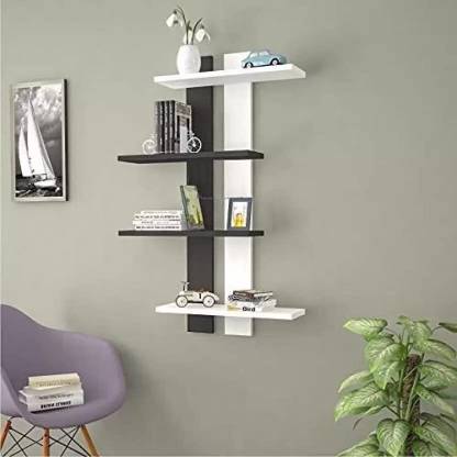 DAZZLING DESIGN Solid Wooden Wall Shelf Double Patti 4 Shelf MDF (Medium Density Fiber) Wall Shelf