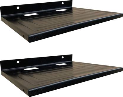 ShelfKing Wall-Mounted Black Set Top Box Stand For TV, Setup Box Holder, Pack Of 2 Iron Wall Shelf